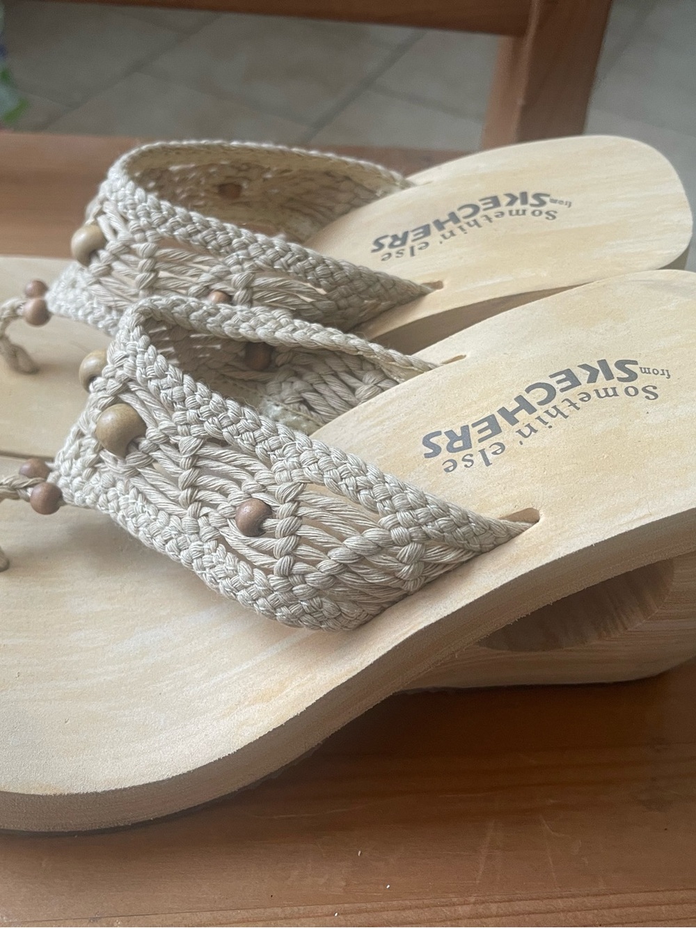 Skechers Natural Woven Braided Wedge Sandals
